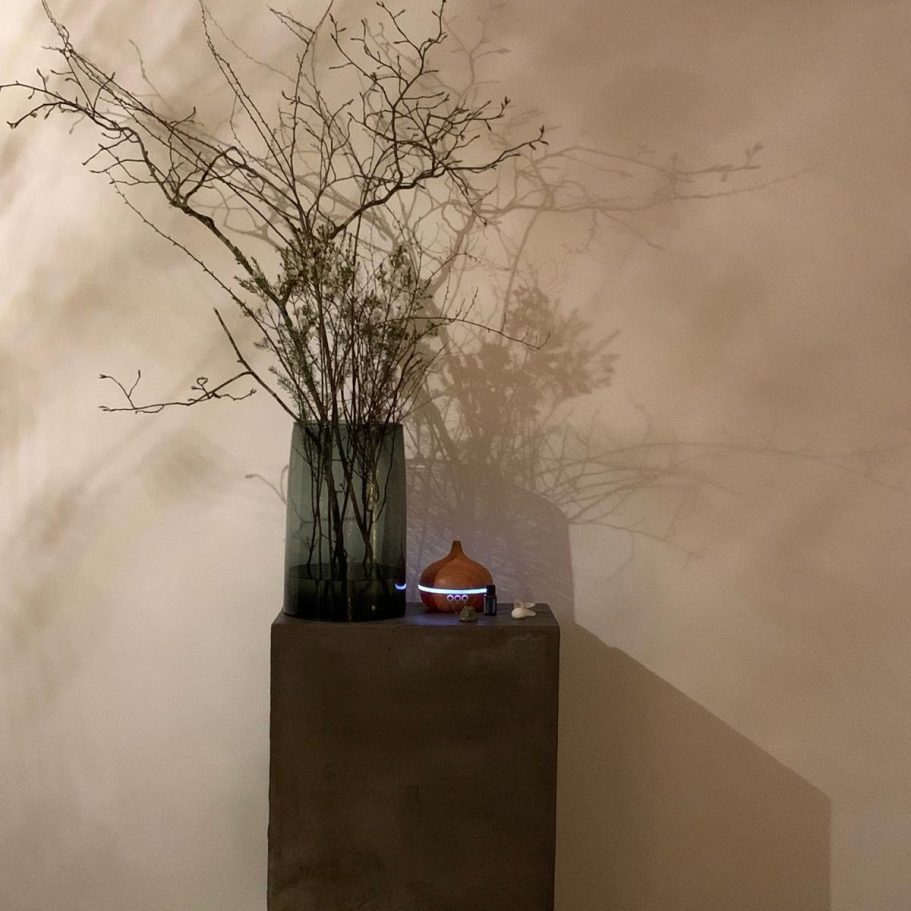 Portrait einer lächelnden Frau mit langen, braunen Haaren und dunklem Kopftuch.